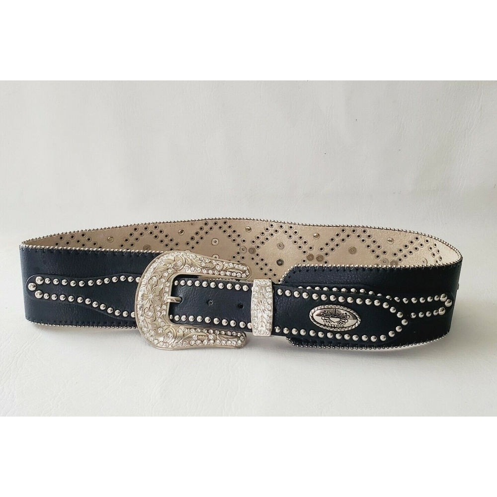 KATYDID  Rhinestone Western Cowgirl Leather Cross STUD BELT Rodeo Small